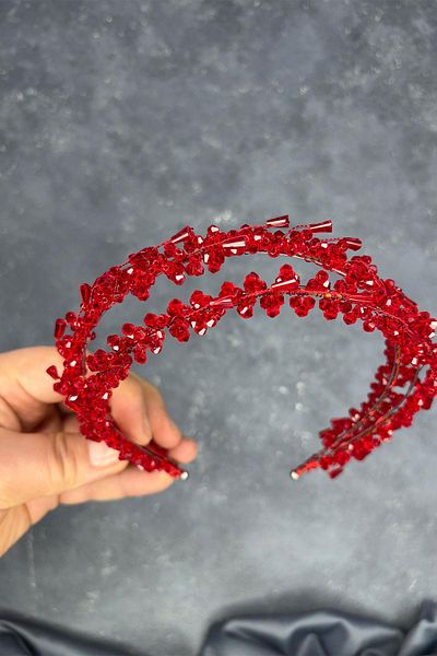 Hayalperest boncuk Sare Model Double Row Bridal Henna Crown Hair Accessory