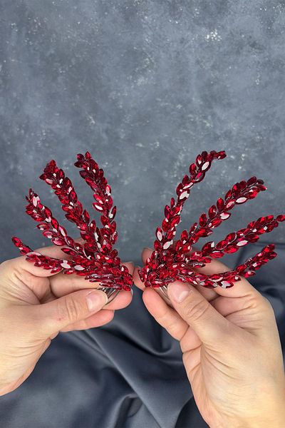 Hayalperest boncuk Burgundy Double Sided Comb Büge Bridal Hair Accessory
