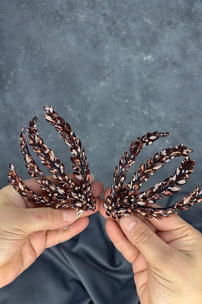 Hayalperest boncuk Plum Double Sided Comb Büge Bridal Hair Accessory
