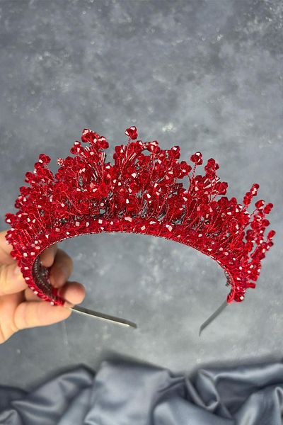 Hayalperest boncuk Red livan beaded bridal henna crown hair accessory