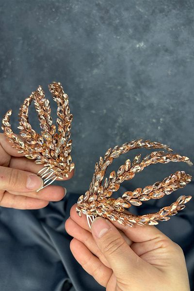 Hayalperest boncuk Rose Color Double Sided Comb Bouffant Bridal Hair Accessory