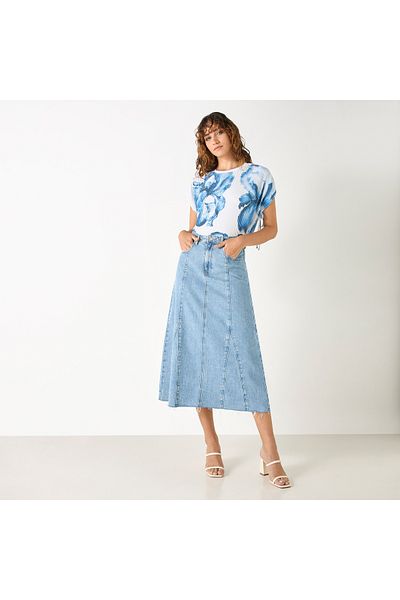FAV Floral Print Textured Extended Sleeves Top with Tie-ups