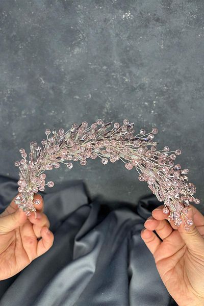 Hayalperest boncuk Light pink elisa beaded bridal henna crown hair and turban accessory