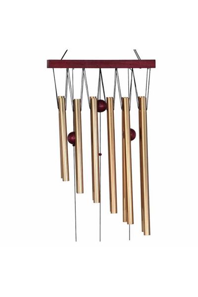 PUFO Clopoțel de vânt cu 12 tuburi sonore metalice aurii pentru casă sau grădină, model Feng-Shui