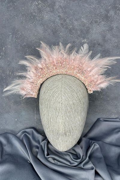 Hayalperest boncuk Feathered Crystal Beaded Arden Bridal Henna Crown