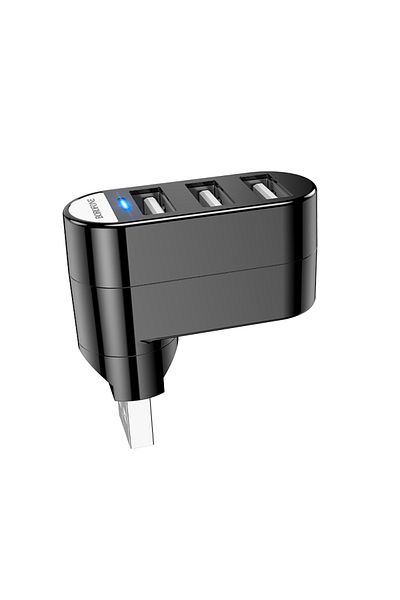 Borofone Hub Splitter USB cu 3 porturi și indicator LED - Negru
