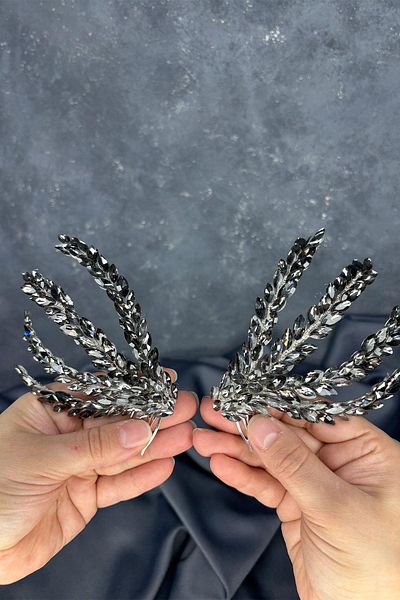 Hayalperest boncuk Anthracite Gray Double Sided Comb Bouffant Bridal Hair Accessory