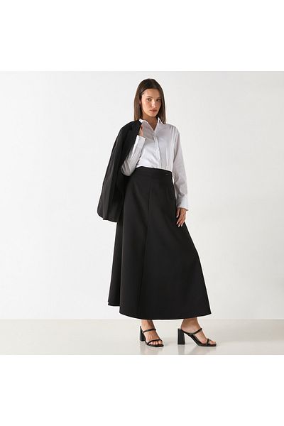 FAV Textured A-line Maxi Skirt with Elasticated Waistband