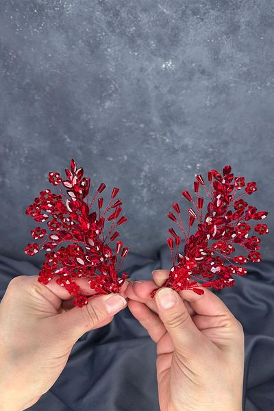 Hayalperest boncuk Red Selis Double Sided Bridal Henna Crown Hair Accessory