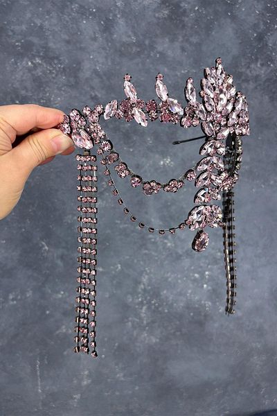 Hayalperest boncuk Pink Dangle Forehead Almeda Bridal Henna Crown