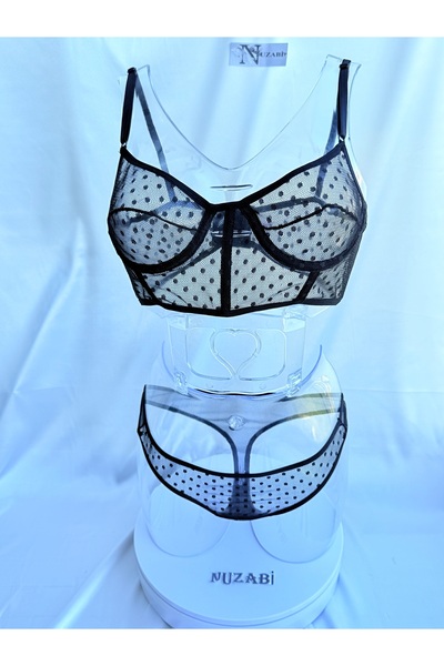 Nuzabi Amanda Balenli Σετ Μπραλέτα-Στρινγκ Γυναικείο Χωρίς Κάλυμμα Πουά Μαύρο