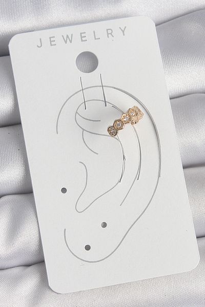 SeyCey.co Brass Gold Color Zircon Stone Honeycomb Model Women's Cartilage Earrings