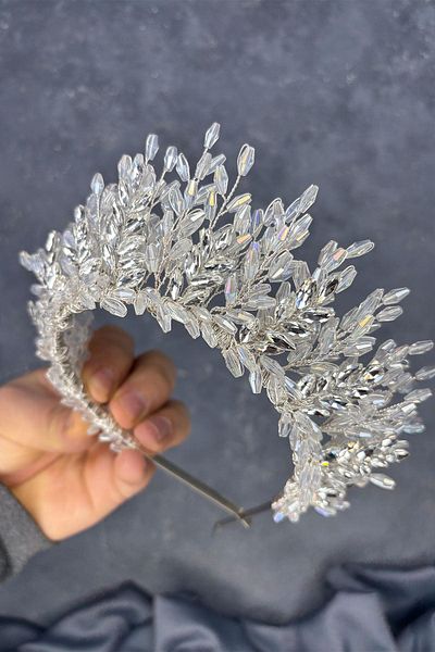 Hayalperest boncuk Elisa Design Beaded Bridal Henna Crown Hair Accessory