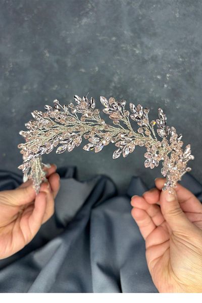 Hayalperest boncuk Powder Laurel Bridal Crown Hair and Turban Accessory