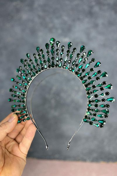 Hayalperest boncuk Green Ayas High Party Bridal Henna Crown