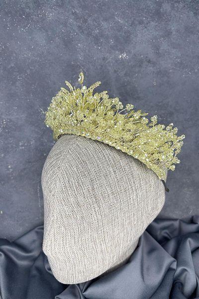 Hayalperest boncuk Green Livan Beaded Bridal Henna Crown Hair Accessory