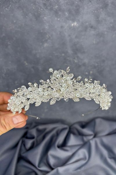 Hayalperest boncuk Ecru Bead Embroidered Duru Bridal Henna Crown