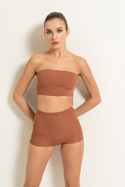 Kikiriki Yüksek Bel Taba Mini Korse Şort