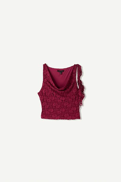 Bershka Blonde lace top with ruffles