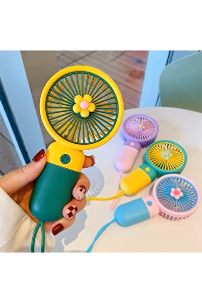 GÜLGÜZ Renkli Mini El Fanı Taşınabilir İpli Şarjlı Vantilatör
