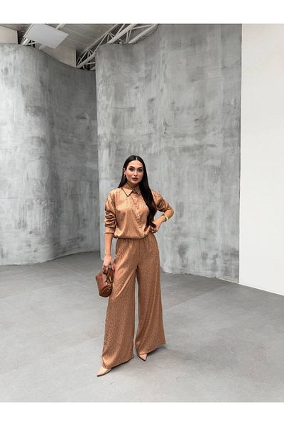 kalben outlet Elegance with Bohemian Inspiration Jacquard Oversize Shirt & Trousers Set