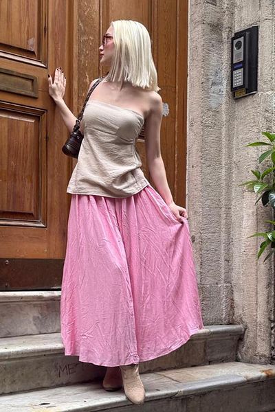 Madmext Pink Basic - Fusta lungă pentru femei (MG2366)