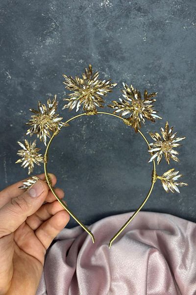 Hayalperest boncuk Honey Color Star Stone Bridal Henna Crown and Bridal Hair Accessory