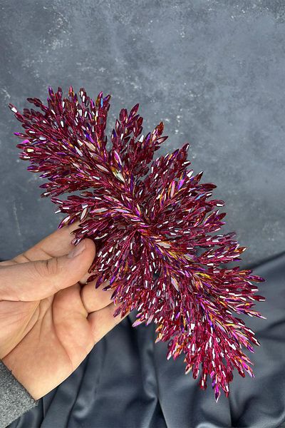 Hayalperest boncuk Janjanlı burgundy eva intensive beaded bridal henna crown