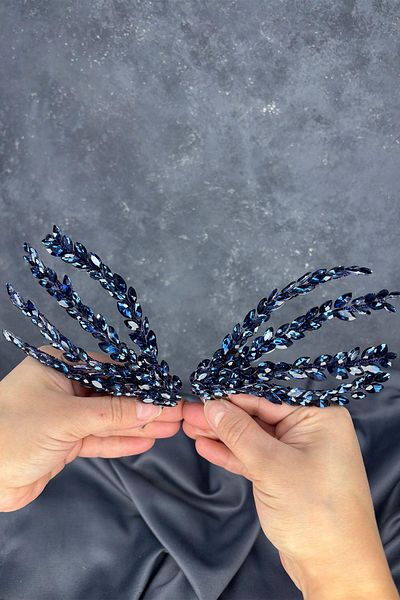 Hayalperest boncuk Navy Blue Double Sided Comb Bouffant Bridal Hair Accessory