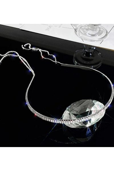Hayalperest boncuk Silver Color Crystal Stoned Pearl Women's Crown Hair Band Bridal Engagement Henna