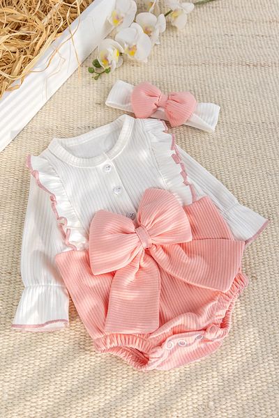 Babymod Baby Girl Dress with Bow Bandana Baby Rompers