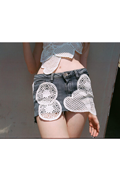 Kikiriki Темно-синя спідниця-міні з гупюром