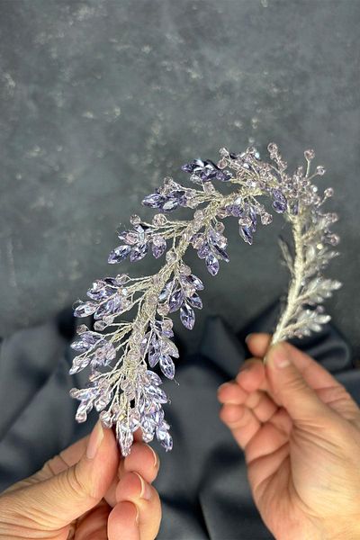 Hayalperest boncuk Lilac Laurel Bridal Crown Hair and Turban Accessory
