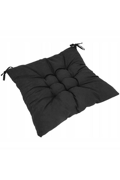 OEM Chair cushion with tie straps, 40x40 cm, 4 cm thick, polyester and sponge, black