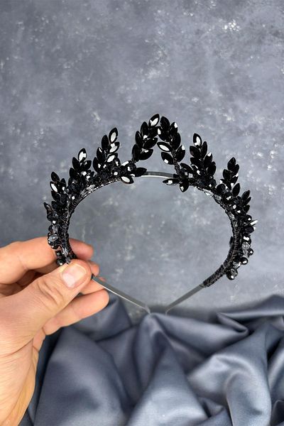 Hayalperest boncuk Black Venus Leaf Design Bridal Henna Crown Hair Accessory