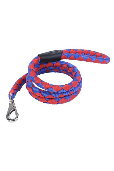 PUFO Comfortable Pufo cord leash for dogs, 125 cm, carabiner system with swivel, durable, red/blue