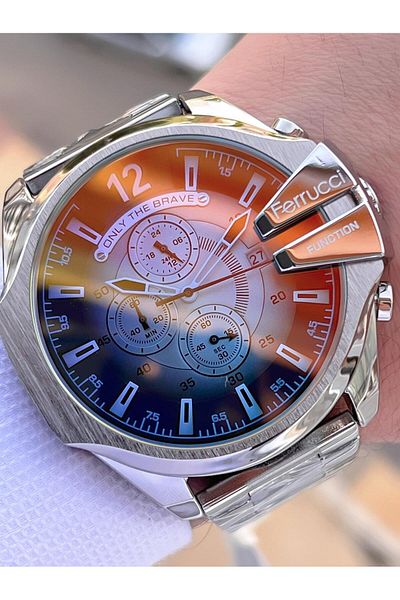 Ferrucci Colorful Glass Steel Cord Inner Dial Features Active 2 Years Warranty Men Wristwatch E.Fc02