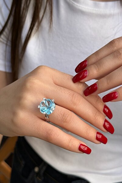 Utku Kuyumculuk 14 Ayar 13,38 Ct Aqua Marin, 0,10 Ct G Pırlanta Taşlı Pırlant...