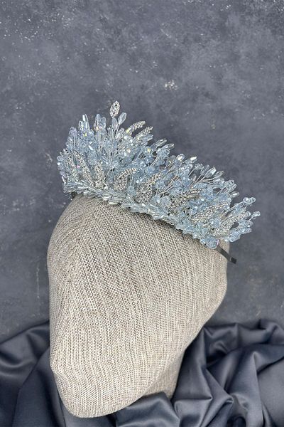 Hayalperest boncuk Ice Blue Livan Beaded Bridal Henna Crown Hair Accessory
