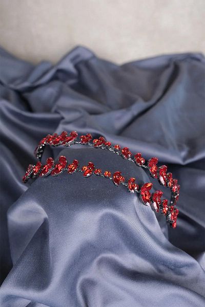 Hayalperest boncuk Red Alpha Shuttle Glass Crystal Stone Bridal Henna Crown