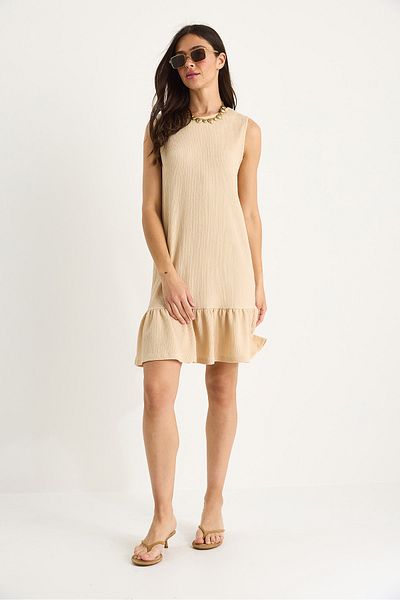 Bianco Lucci Rochie de damă cu bretele groase, cu croială relaxată, înfășurată cu volan 60283373