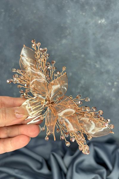 Hayalperest boncuk Rose Color Pearlescent Essence Scalloped Bridal Hair Accessory