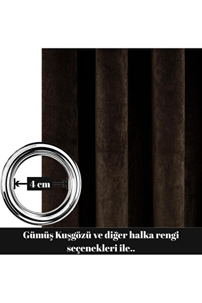 Pyramid Home Velvet Textured Background Curtain - Bitter Brown Velvet Textured Soft Rustic Eyelet Background Curtain