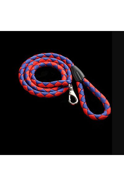 PUFO Comfortable Pufo cord leash for dogs, 125 cm, carabiner system with swivel, durable, red/blue