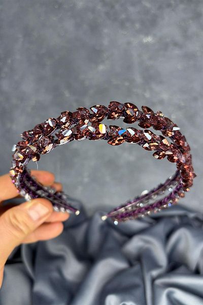 Hayalperest boncuk Double Row Stone Lea Bridal Hair Accessory Bridal Henna Crown