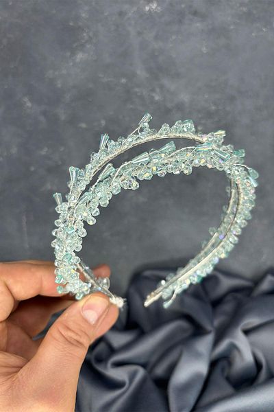 Hayalperest boncuk Sare Model Double Row Bridal Henna Crown Hair Accessory