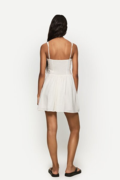 Bershka Linen blend flared mini dress