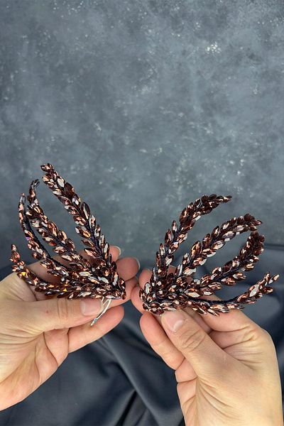 Hayalperest boncuk Plum Double Sided Comb Büge Bridal Hair Accessory