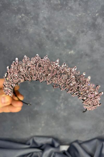 Hayalperest boncuk Crystal Bead Embroidered Steaming Bridal Crown