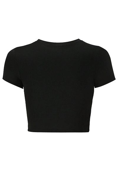 BRZ COLLECTION Women's Reverse Crystal Stone Printed Crop T-Shirt Black